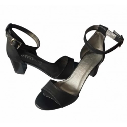 Skórzane SZERSZE sandały Natalii czarny satyna 39