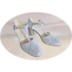 Sandały damskie skórzane srebrne obc.6 cm nr.35