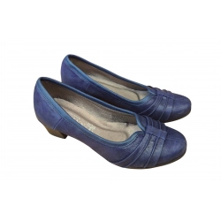 Czółenka damskie ze skóry granatowe obc.5 cm nr.38
