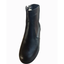 Botki skórzane CZARNE KOTURN 4 CM na szersza stopę 40