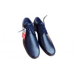 Eleganckie skórzane półbuty Moskała granatowe tęg G nr.37