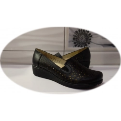 Mokasyny damskie czarne koturn 3,5cm nr.38