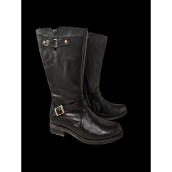 Skórzane kozaki czarne obcas 3cm na zamek nr 36