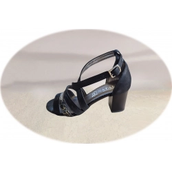 Sandały damskie skórzane czarne obcas 6 cm nr..35