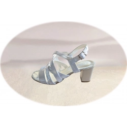 Sandały damskie ze skóry srebrne obcas 6 cm nr..38