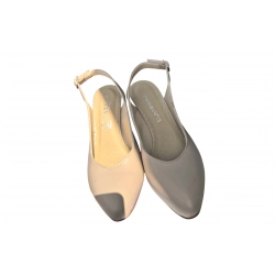 Sandały damskie ze skóry capucino obcas 8cm nr.37