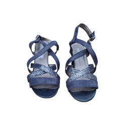 Sandały damskie ze skóry czarne obcas 6cm nr.37