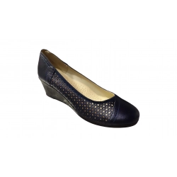 Czółenka damskie granat koturn 5cm nr.38