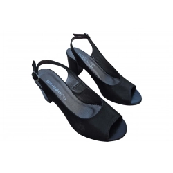 Skórzane czarne sandały obcas 7cm nr.37