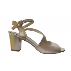 Sandały damskie ze skóry beż obcas 7cm nr.36