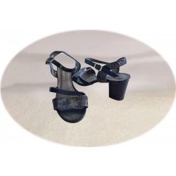 Sandały damskie skórzane granatowe obc.6 cm nr.37