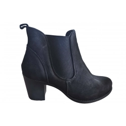 Botki damskie z nubuku czarne obc.7cm nr.37