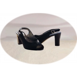 Sandały damskie ze skóry czarne obcas 7cm nr.37