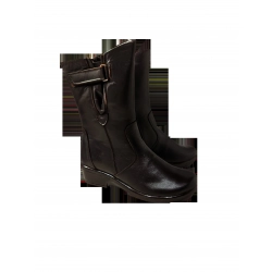 Botki skórzane brązowe wyższe koturn 4cm nr.37