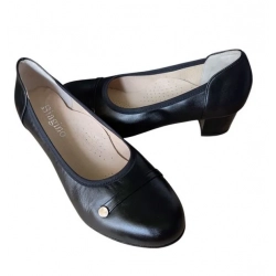 SKÓRZANE czółenko na szeroką stopę tęg H obcas 4,5cm 35,5