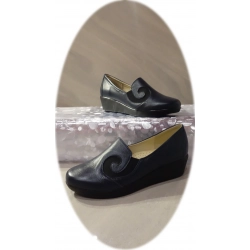 Mokasyny damskie granat koturn 5,5cm nr.38