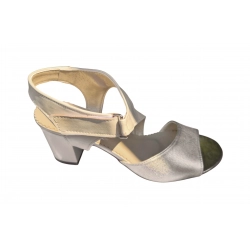 Sandały damskie skóra zlote-ecru obc.7cm nr37