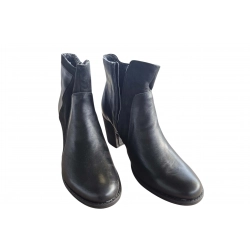 Botki damskie ze skóry czarne obc.7,5cm nr.41