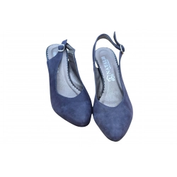 Sandały damskie skórzane granat obcas 7cm nr.37