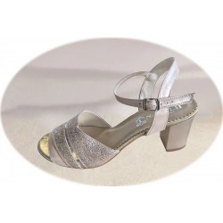 Sandały damskie ze skóry beżowe obcas 6cm nr.40