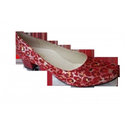 Skórzane czółenka czerwone obcas 4 cm nr 40