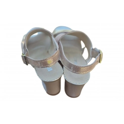 Sandały damskie ze skóry beż obcas 6 cm nr.37