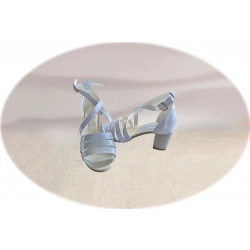 Sandały damskie ze skóry srebrne obcas 6 cm nr..36