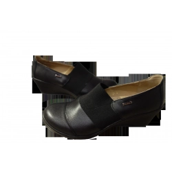 Skórzane półbuty czarne koturn 5,5 cm nr 41