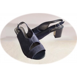 Sandały damskie ze skóry granat obcas 5 cm nr.37