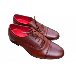 Eleganckie skórzane półbuty brązowe tęg G nr.36