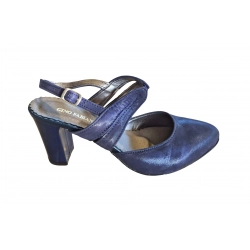 Sandały damskie skórzane granat obcas 7 cm nr.37