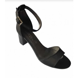 Skórzane SZERSZE sandały Natalii czarny satyna 39