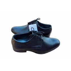 Wygodne skórzane półbuty dziecięce Moskała czarne tęg G nr.35