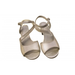 Sandały damskie ze skóry beż obcas 7cm nr.36