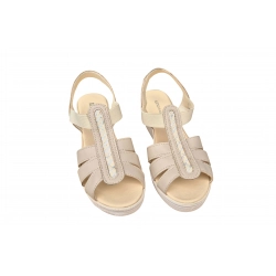 Sandały damskie ze skóry beż nr.37 kot.6