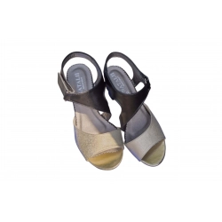 Sandały damskie czarno-zlote ze skóry obc7 cm nr37