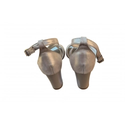 Sandały damskie skórzane beżowe obc.6 cm nr.37