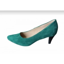 SKÓRZANE czółenko szpilki  zielone  szersze  42