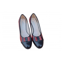 Czółenka damskie ze skóry brązowe obc.7cm nr.37