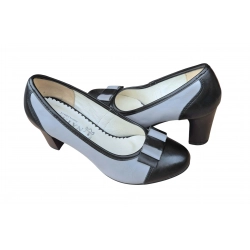 Czółenka damskie ze skóry popielate obc.7 cm nr.37