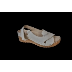 Skórzane sandały beżowe koturn 5 cm nr 37