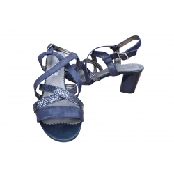 Sandały damskie ze skóry czarne obcas 6cm nr.37