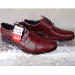 Skórzane BUTY MESKIE szerokie TĘGOSĆ H BORDO 42