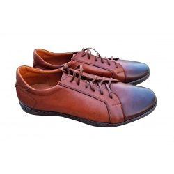 Eleganckie skórzane półbuty Moskała brązowe tęg G nr.45