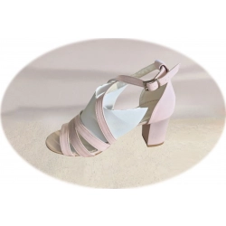 Sandały damskie skórzane różowe obcas 6,5cm nr.37