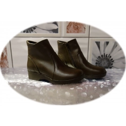 Skórzane botki brązowe ocieplane obcas 3,5 cm nr37