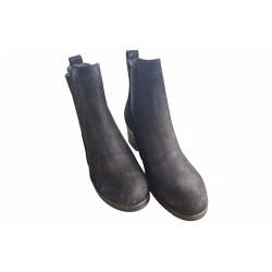 Botki damskie z nubuku czarne obc.6cm nr.37