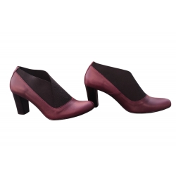 Botki bordo ze skóry naturalnej obcas 7,5 cm nr.38