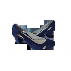 Skórzane sandały granatowe obcas 6 cm nr 40