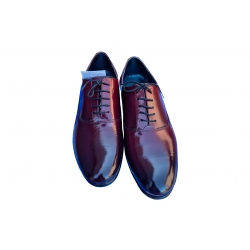 Eleganckie skórzane półbuty Moskała bordowe tęg G nr.42